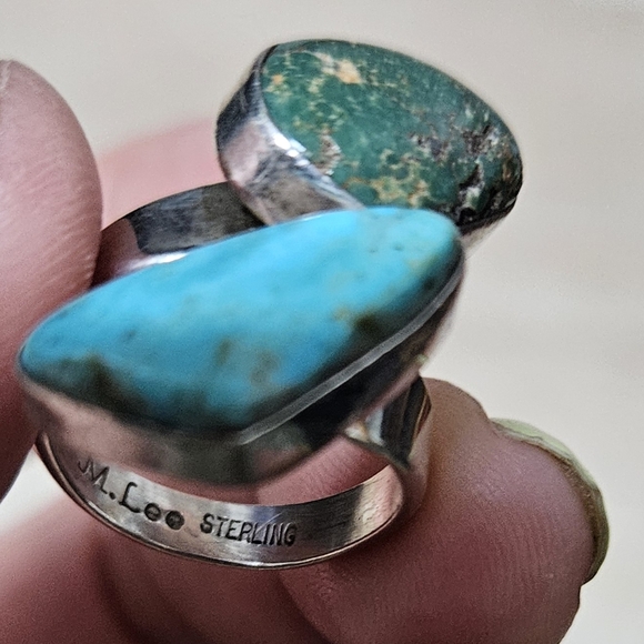 Silver and Turquoise Adjustable Ring - Picture 5 of 9